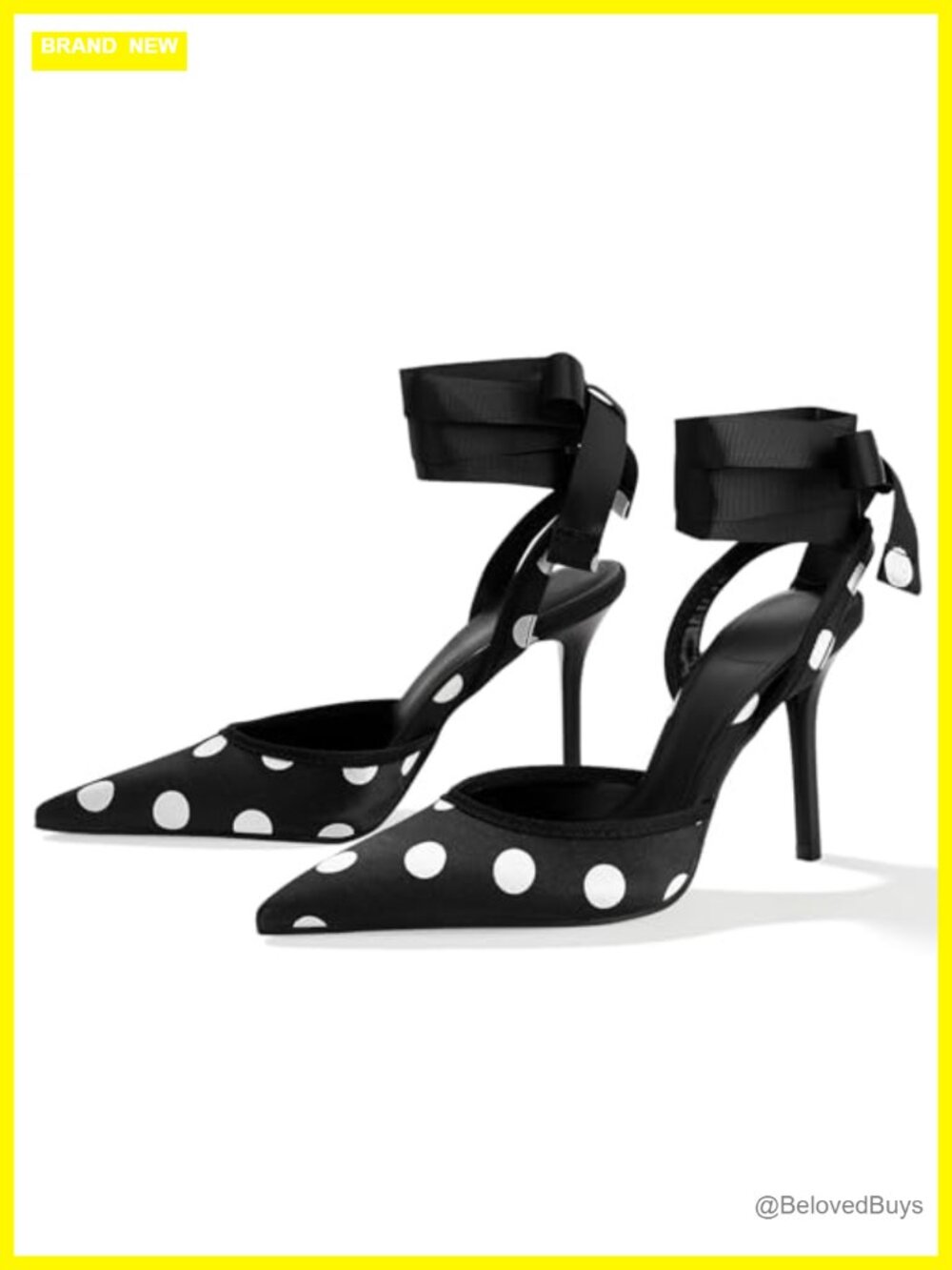 Satin Polka Dot Heels Pointed Toe Lace Up Stiletto Evening Party Wedding Pumps